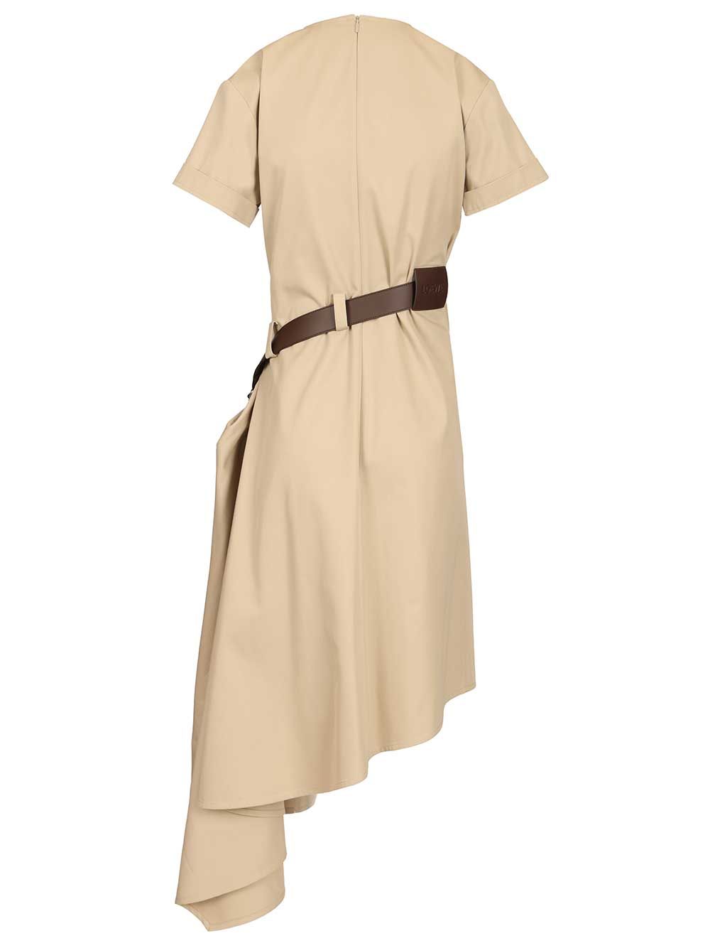 Loewe Belted Dress In Cotton And Silk Abiti - Beige | 6816a50f329bef0b4a6e5a1d69e5cf2ca81486fd