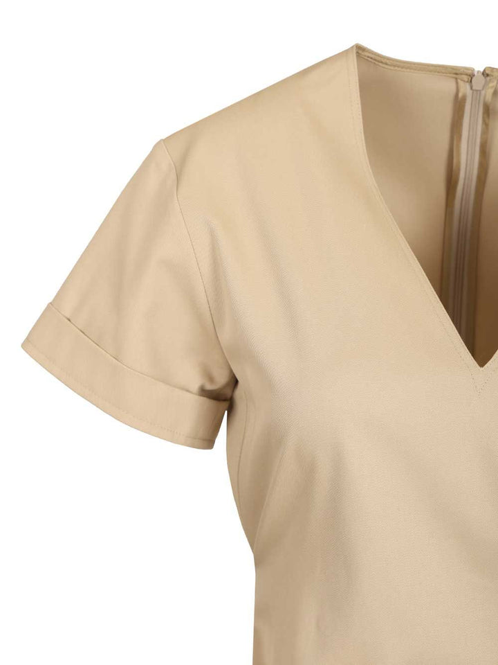 Loewe Belted Dress In Cotton And Silk Abiti - Beige | faaba2208d3ce1ed6bc8c56856175b01d241c709