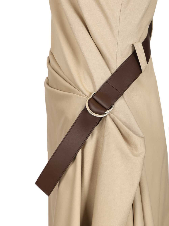 Loewe Belted Dress In Cotton And Silk Abiti - Beige | 7507a3ab8852159d732cdf7d5216b95c5963be8d
