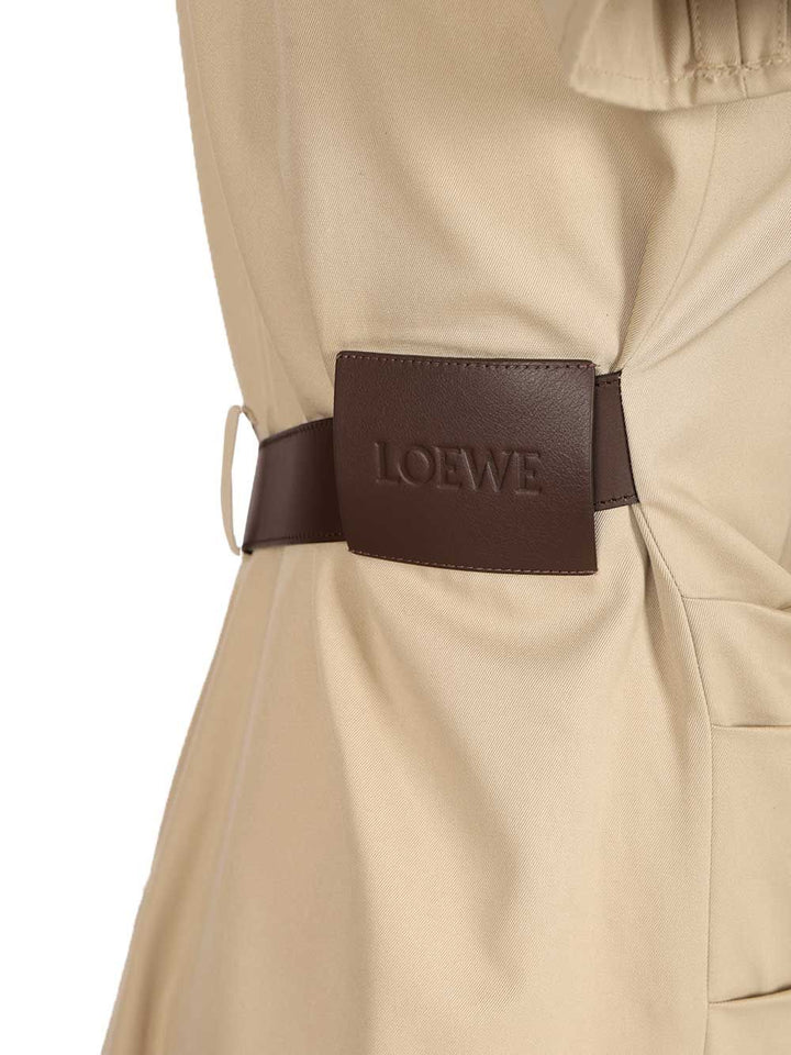 Loewe Belted Dress In Cotton And Silk Abiti - Beige | 3561d80a5edc443ebaf400adce2fc38d95024970