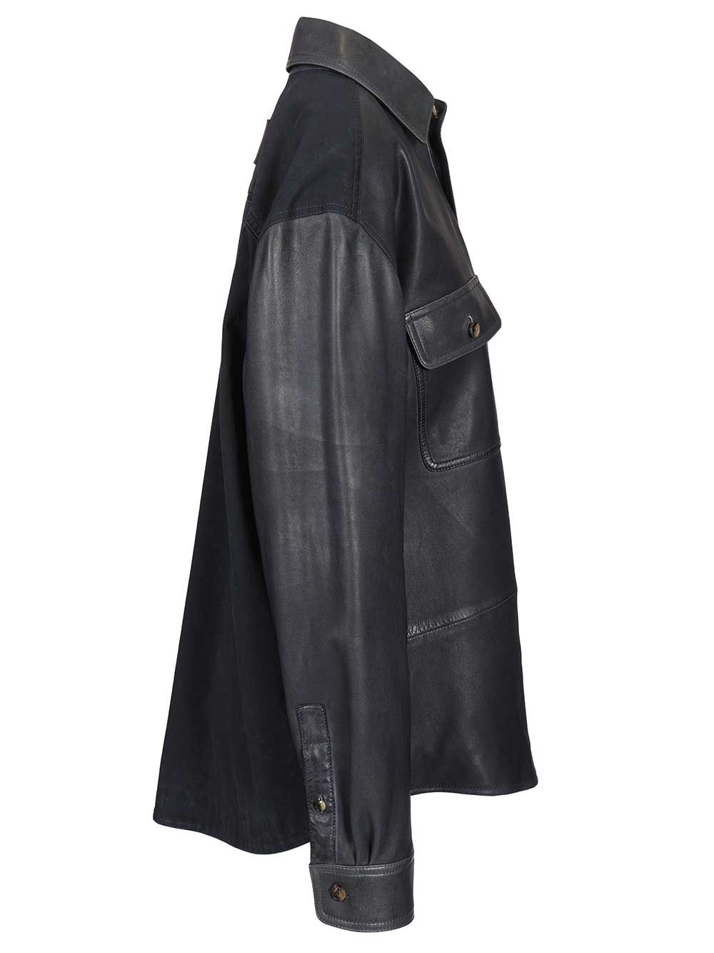 Loewe Lambskin Shirt Jacket Giacche - Blu | 56001931413be3f0e3ad2d4991a618f9a0f70a85