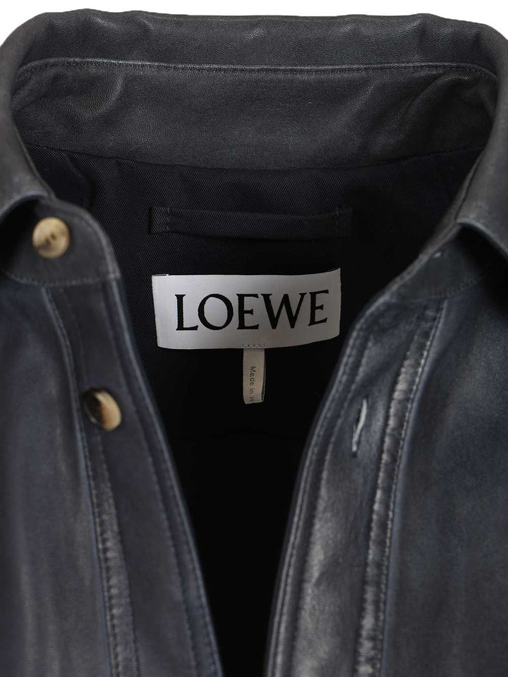 Loewe Lambskin Shirt Jacket Giacche - Blu | 1e8962614bda64f4566019e9f920cd31d56e9701