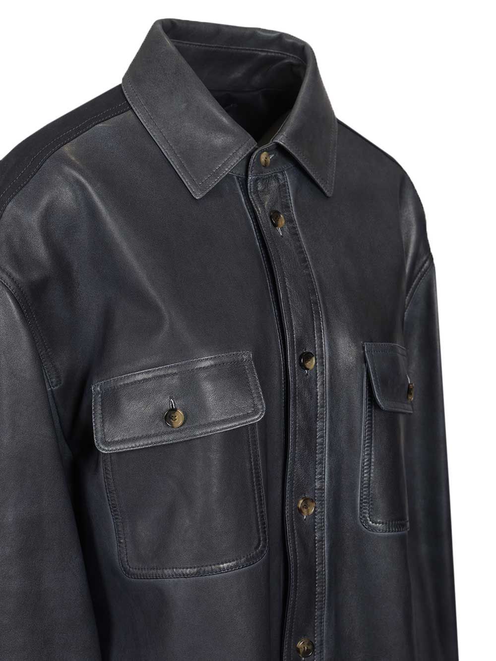 Loewe Lambskin Shirt Jacket Giacche - Blu | bfed551122a98180fa4fe2d2d7b6ceea94770ca5