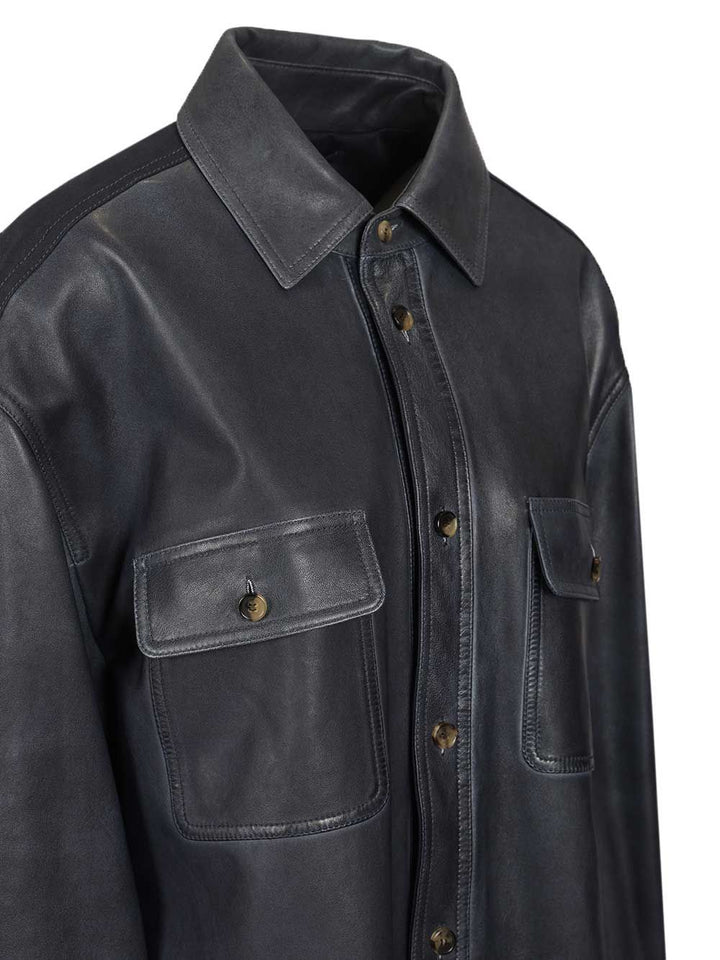 Loewe Lambskin Shirt Jacket Giacche - Blu | bfed551122a98180fa4fe2d2d7b6ceea94770ca5