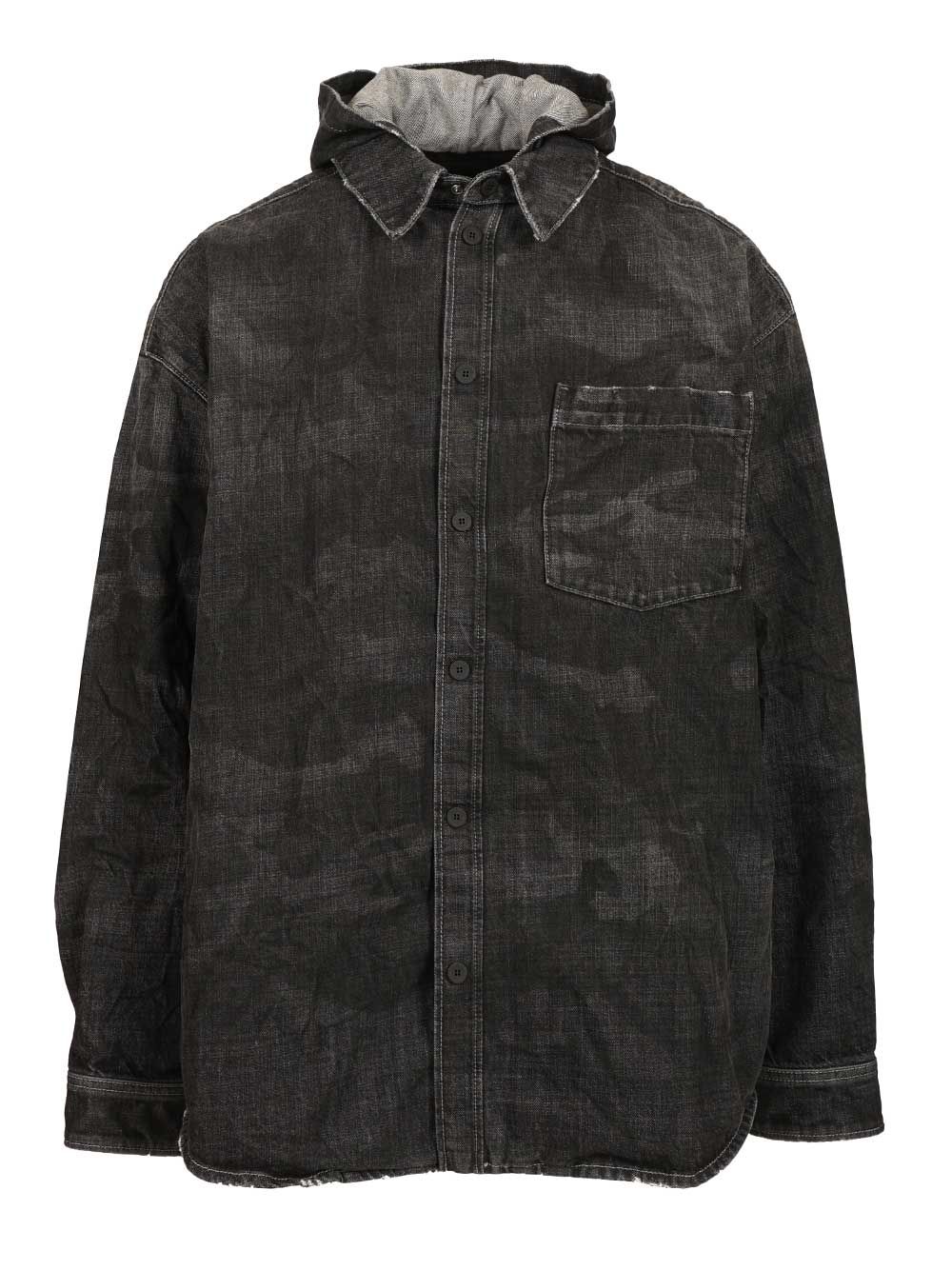 Balenciaga Denim Parka With Hood Giacche - Nero | a332d1ac74588d7ac69aa09320a5e5b24c35c68b