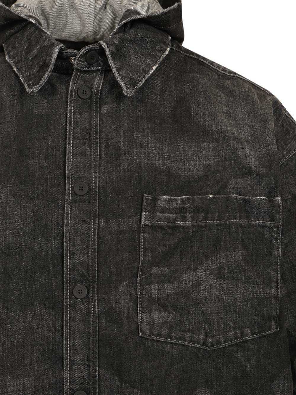 Balenciaga Denim Parka With Hood Giacche - Nero | baab1b8854d5eb02d0ebb0d7c3b9fed424728c3e