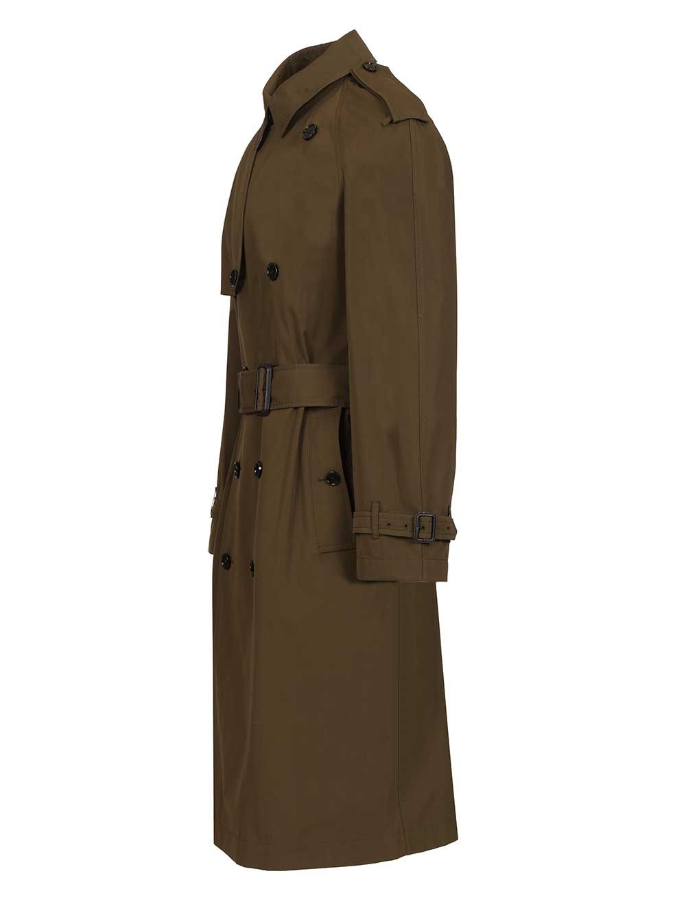Burberry Long And Light Cotton Trench Coat Coats - Verde | 8a8257ccfba3144a0f55f3028486a6ef1b6f755d