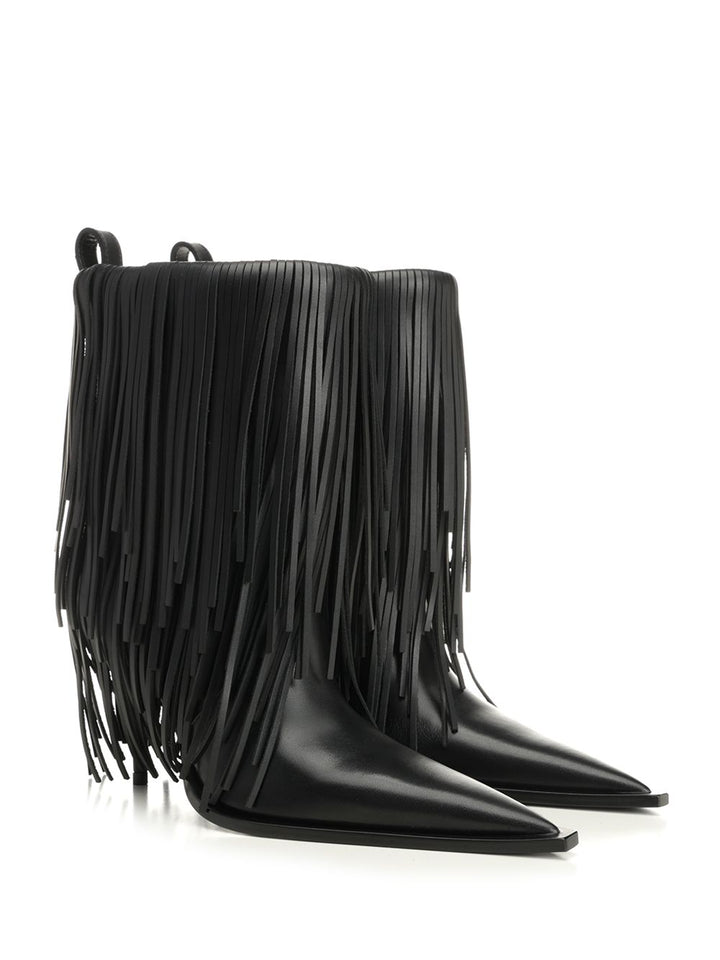 Balenciaga Avenue Fringe Ankle Boots - Nero | 9cb1486559e5b2da6c1548bb4b4a82d2c0469e2c