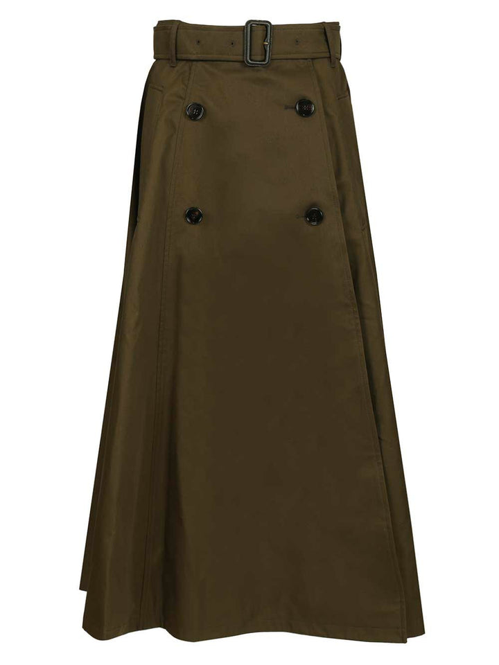 Burberry Midi Trench Skirt Gonne - Verde | c5c1bf3fc1e8dc7dd27faf742664901acea429b5