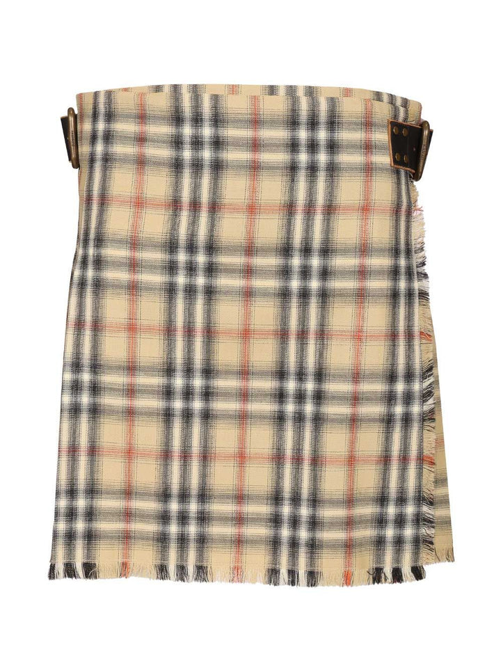 Burberry Mini Kilt In Check Wool Gonne - Marrone | f14c1a177255a26d16bd9863885003f04caf301d