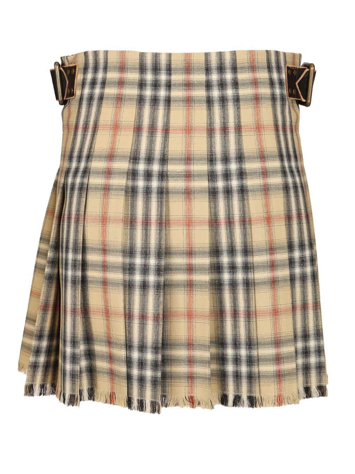 Burberry Mini Kilt In Check Wool Gonne - Marrone | 4569d9aa341de2b135d7223a9b10fa0c87cba0d2