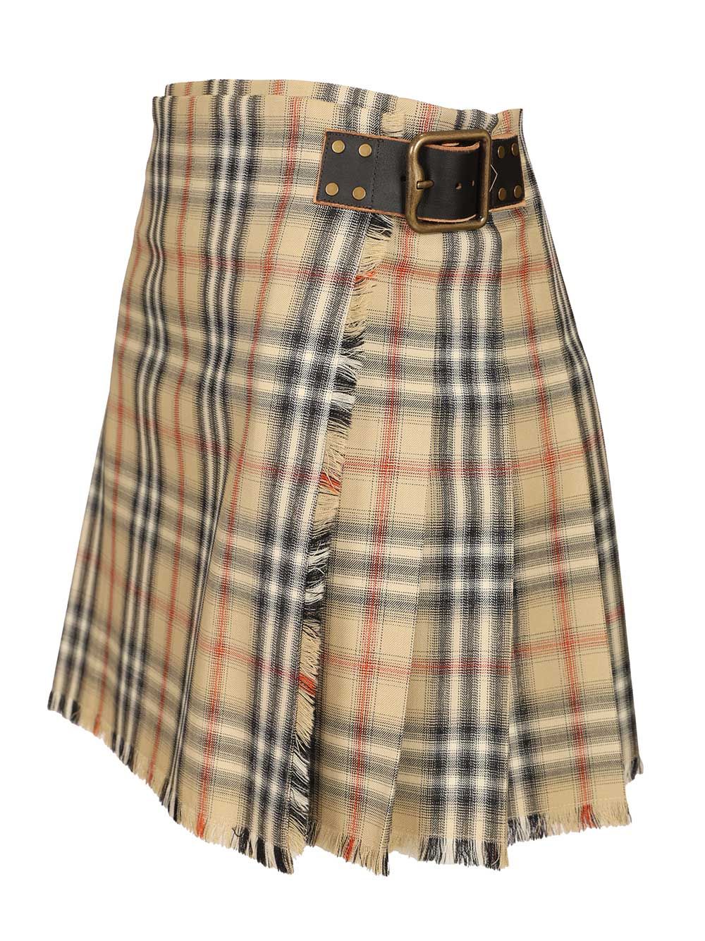 Burberry Mini Kilt In Check Wool Gonne - Marrone | f1372b2e9c006c90009c7adb97174d6222e5c130