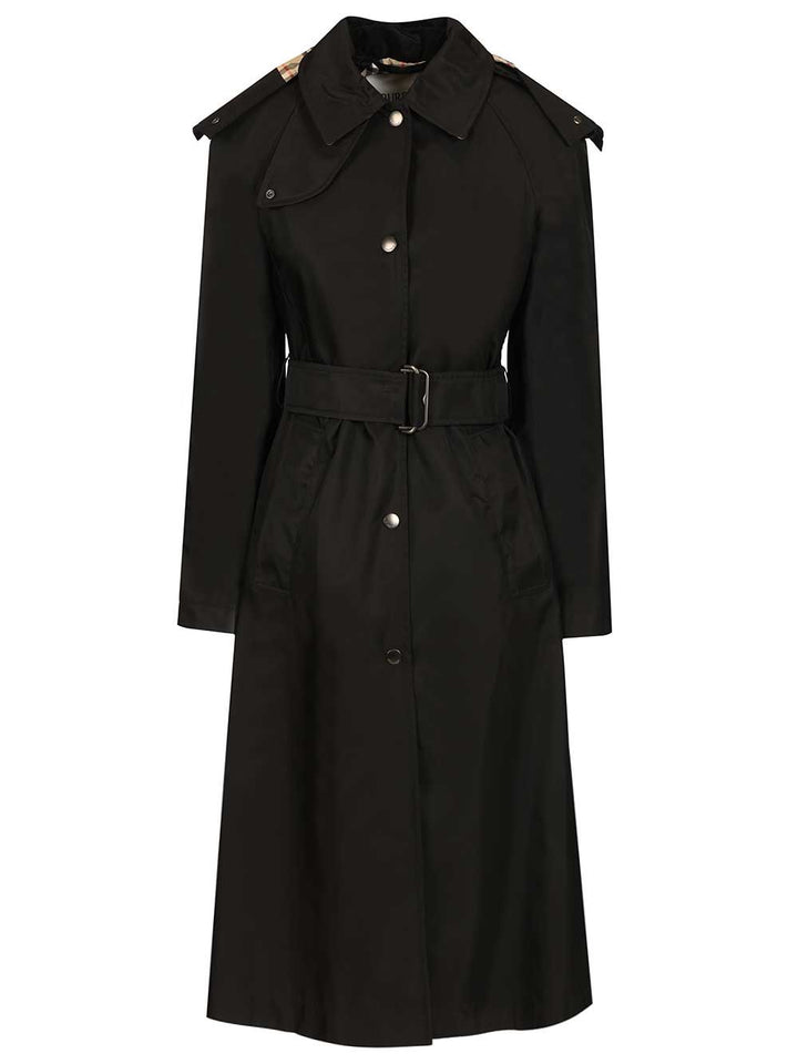 Burberry Long Car Coat With Hood Coats - Nero | dbe78b31420baf98aa02281015d4660761ed05ee