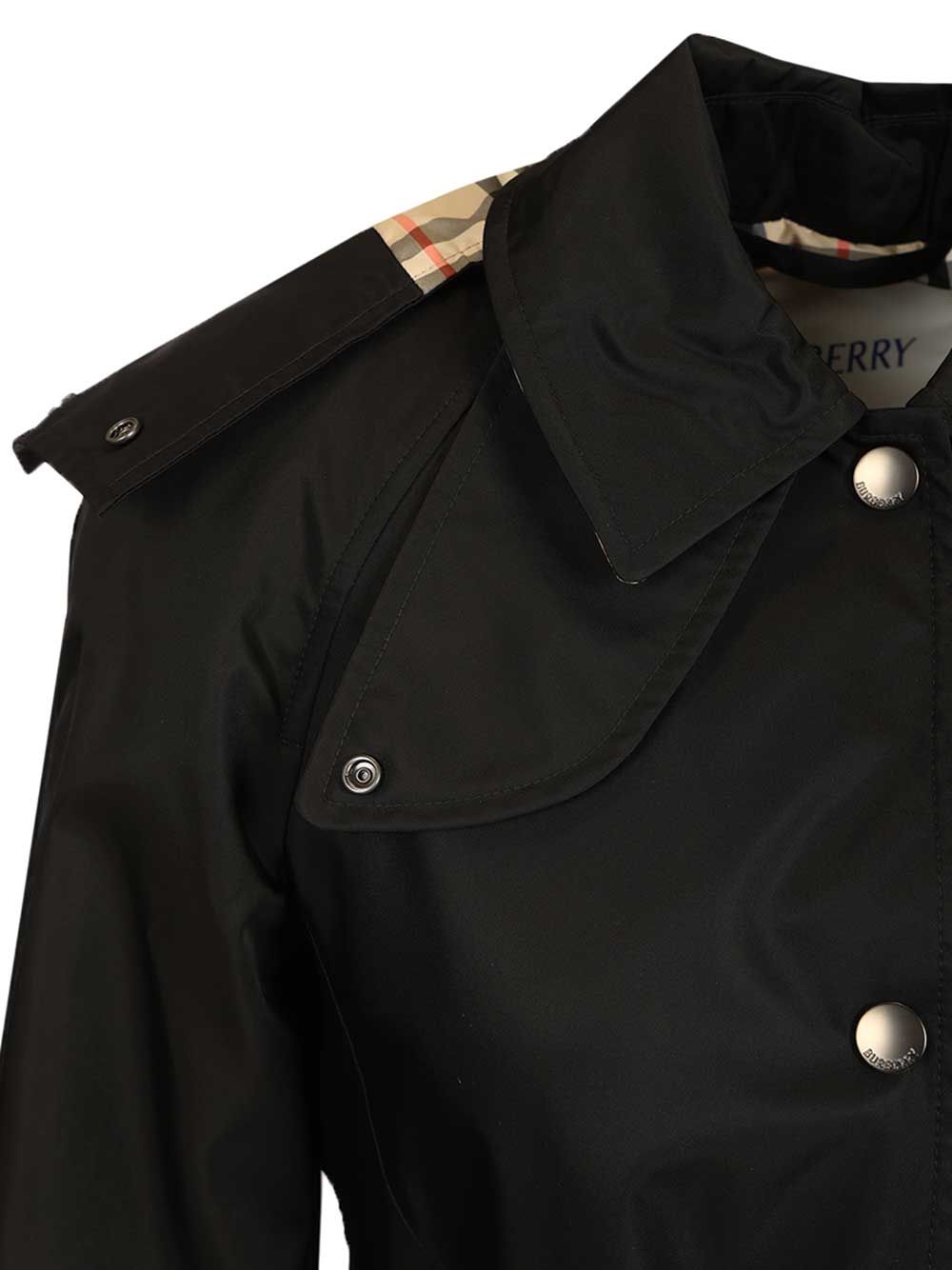 Burberry Long Car Coat With Hood Coats - Nero | 48502e18bf76da6ba2932b675763ea6053411fd4