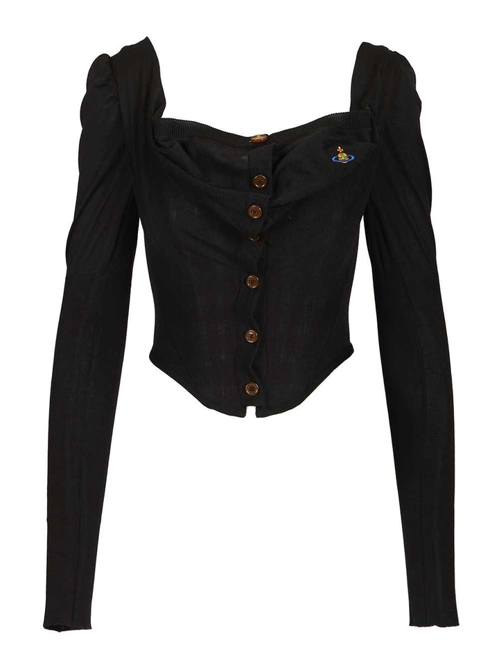 Vivienne Westwood Bea Corset Cardi Knitwear - Rosso | 54e71083eb966bfd5ac5d66dd4e6982fe9875509