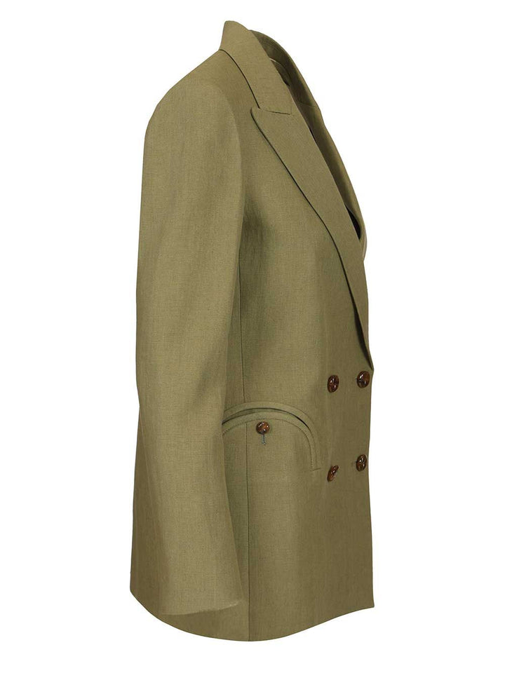 Blazé Milano Green Linen Double-Breasted Blazer Giacche - Verde | 1cbef22ce5e5ad1c6397d5f289dbd6185f130209