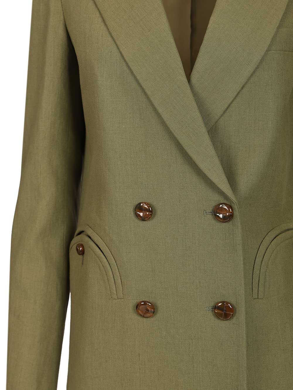Blazé Milano Green Linen Double-Breasted Blazer Giacche - Verde | ba50e59f702dc5f29b793c3b616ba9220b899719