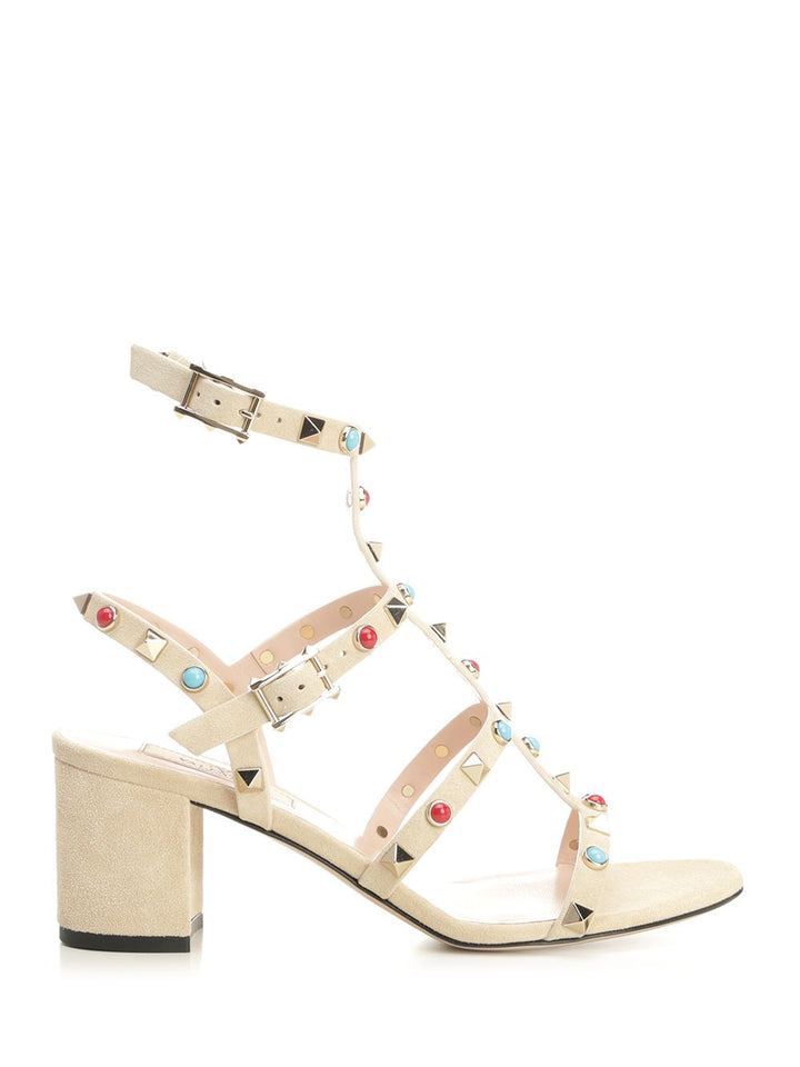 Valentino Garavani Rockstud Suede Sandali - Beige | 52f5ed287d50491f4e921401026d62f63a6abc5c