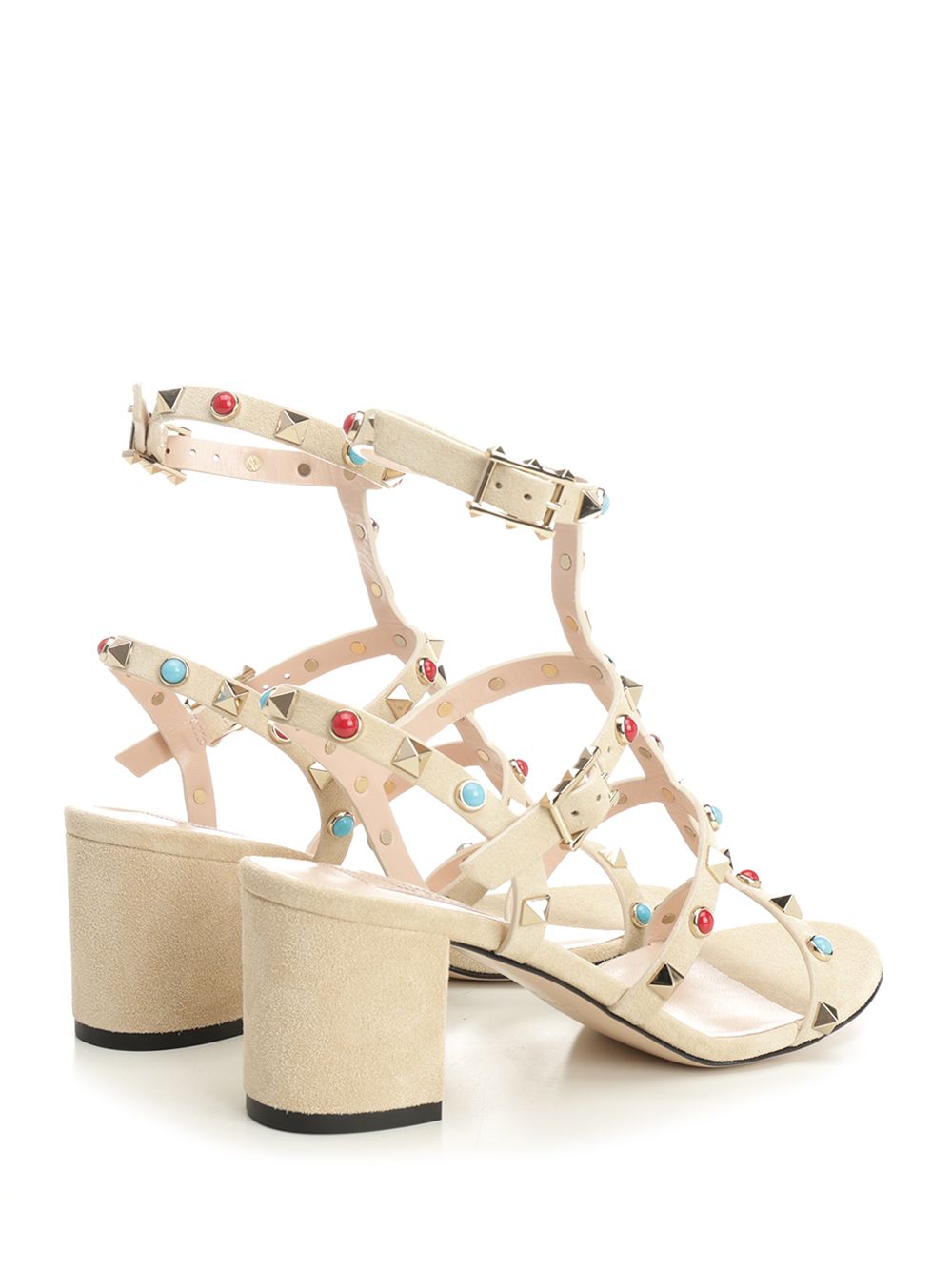 Valentino Garavani Rockstud Suede Sandali - Beige | b2bfdaef07461e8a815bf7916614ed398da8997b
