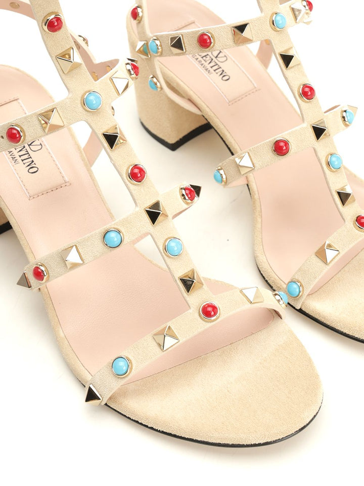 Valentino Garavani Rockstud Suede Sandali - Beige | ca533b5a0e33cea7eb2b506f343d2b1ef3f59b2f