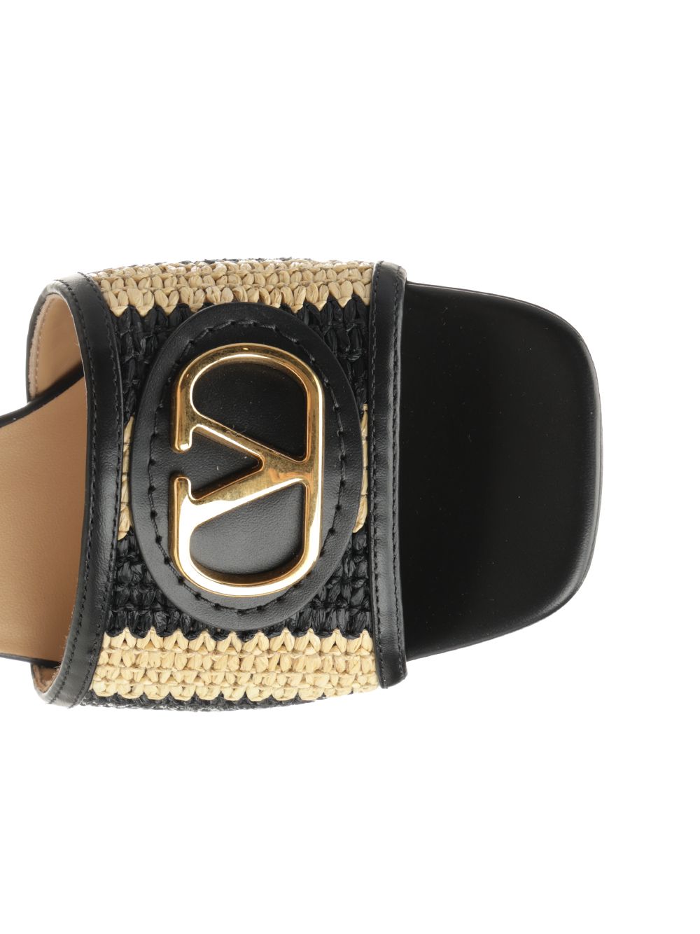 Valentino Garavani Striped Raffia And Leather Sandali - Nero | bf78309189e78c77c8019bcf36e1d33254ef941e