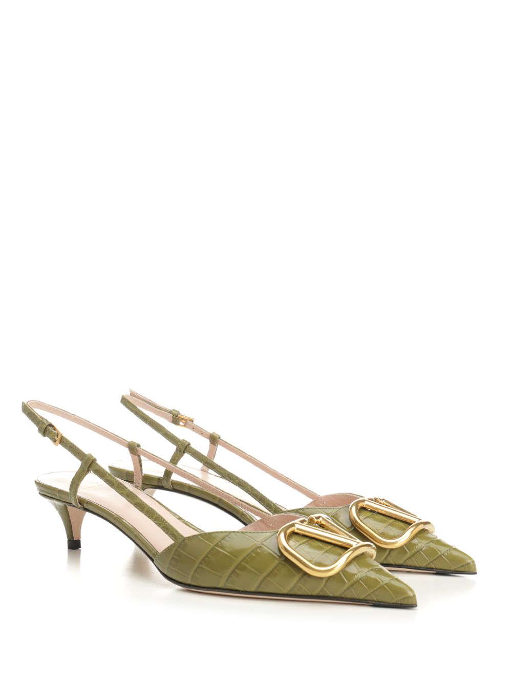 Valentino Garavani Vlogo Signature Slingback In Leather Decollete - Verde | fc1572fab93b942f7ea372e50721762fb41c428e