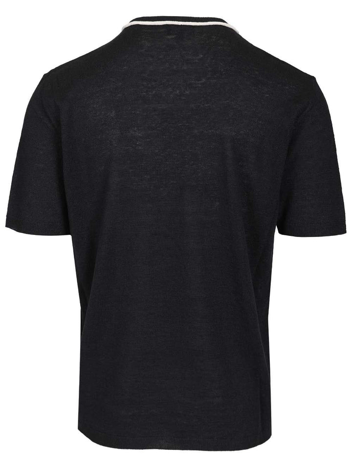 Giorgio Armani Crew Neck Sweater In Linen And Silk Knitwear - Blu | 2075ef9d2084da19a37759d8c0bd6c77b19171e8