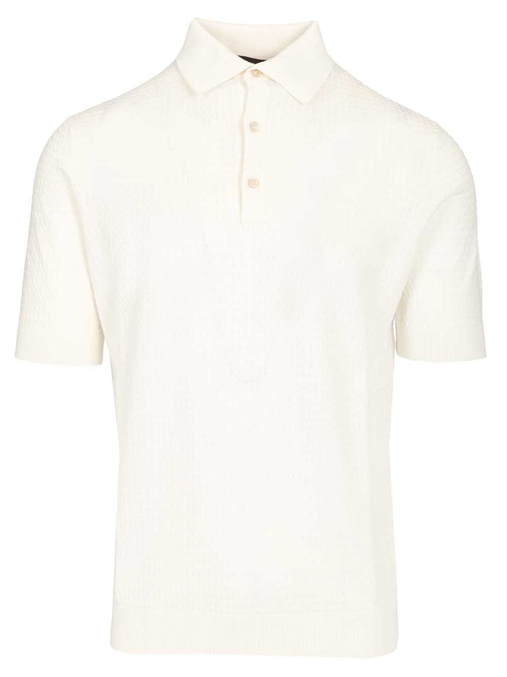 Filippo De Laurentiis Cable Knit Polo shirt - Bianco | 4bbfb1e3d19e472c3585b540f9844be84667e590