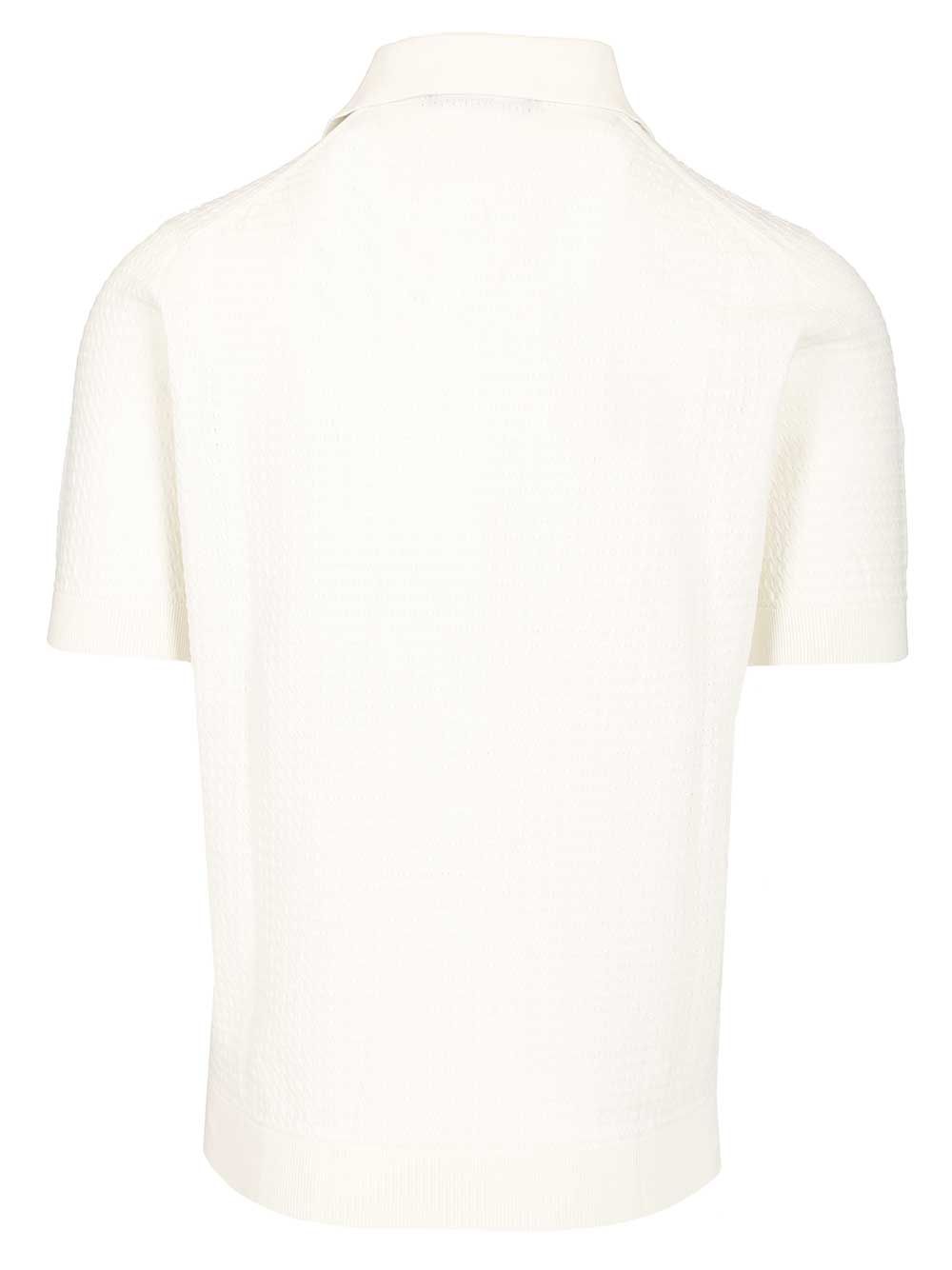 Filippo De Laurentiis Cable Knit Polo shirt - Bianco | 2a2ad7ba5cbea0e6596558b2e943fb6b28e4ba88