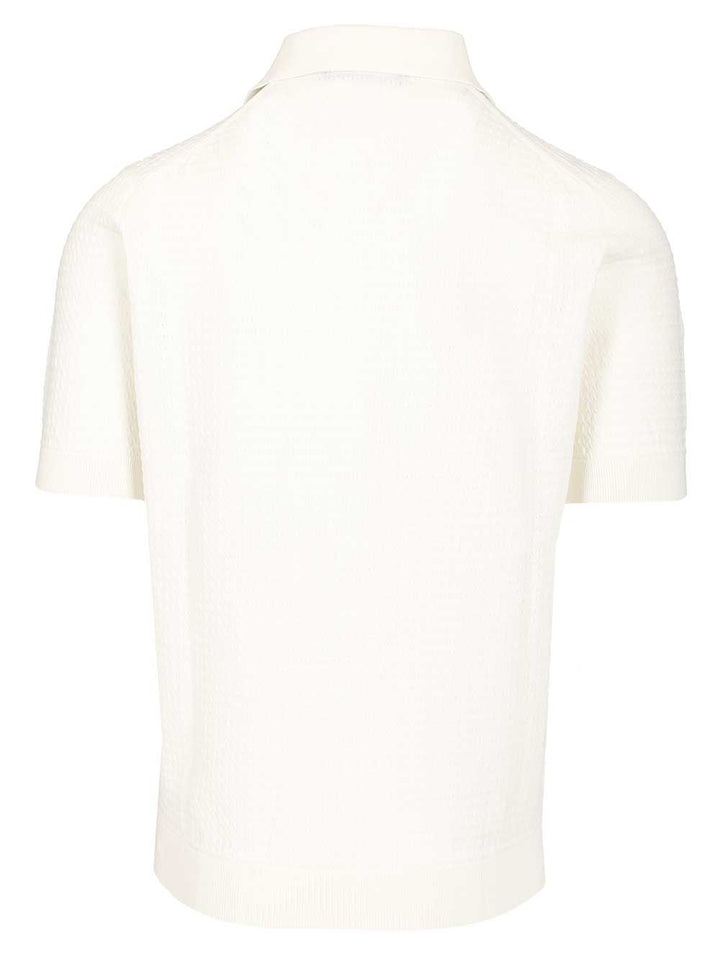 Filippo De Laurentiis Cable Knit Polo shirt - Bianco | 2a2ad7ba5cbea0e6596558b2e943fb6b28e4ba88