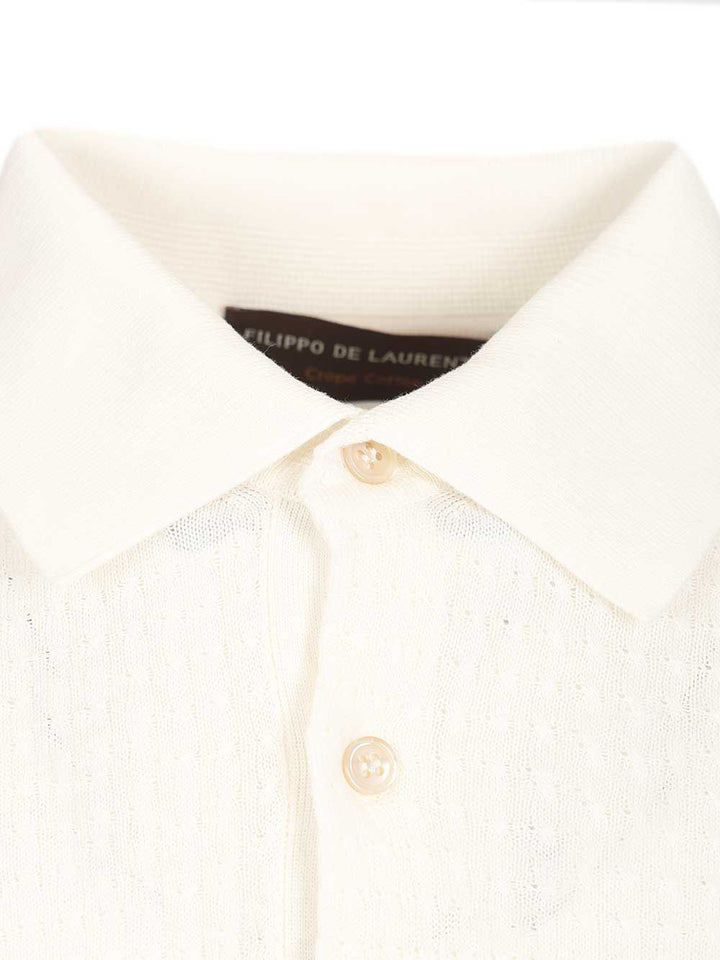 Filippo De Laurentiis Cable Knit Polo shirt - Bianco | b596adabec96aa1ae96969ff741221630f59ee8f