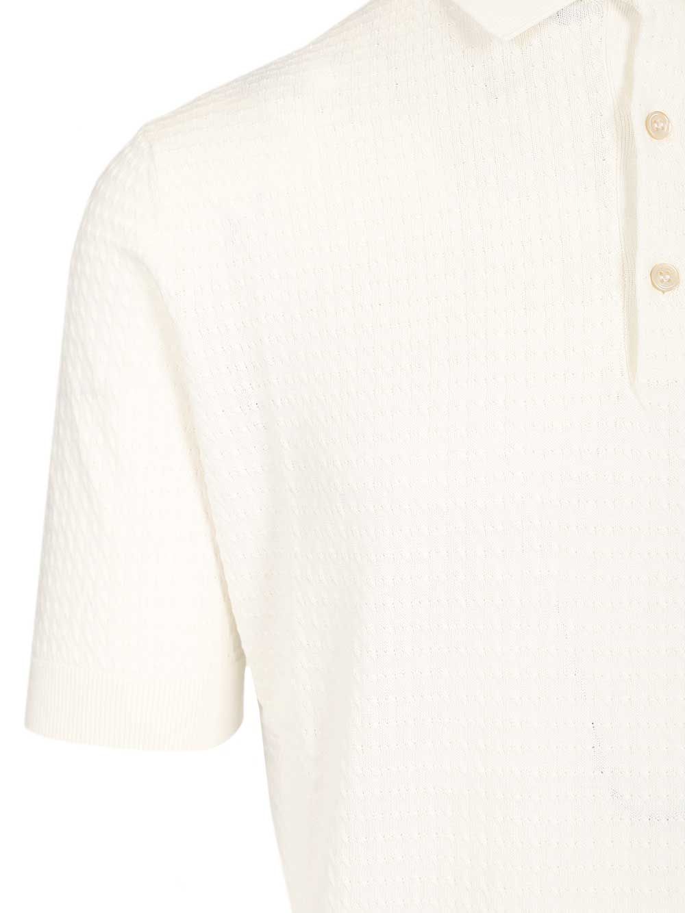 Filippo De Laurentiis Cable Knit Polo shirt - Bianco | cbc288cfe31538102a1ca419d74b960b23ec50de