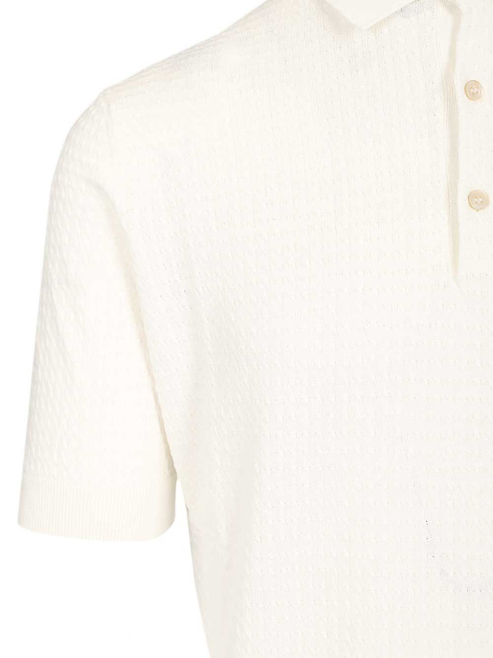 Filippo De Laurentiis Cable Knit Polo shirt - Bianco | cbc288cfe31538102a1ca419d74b960b23ec50de
