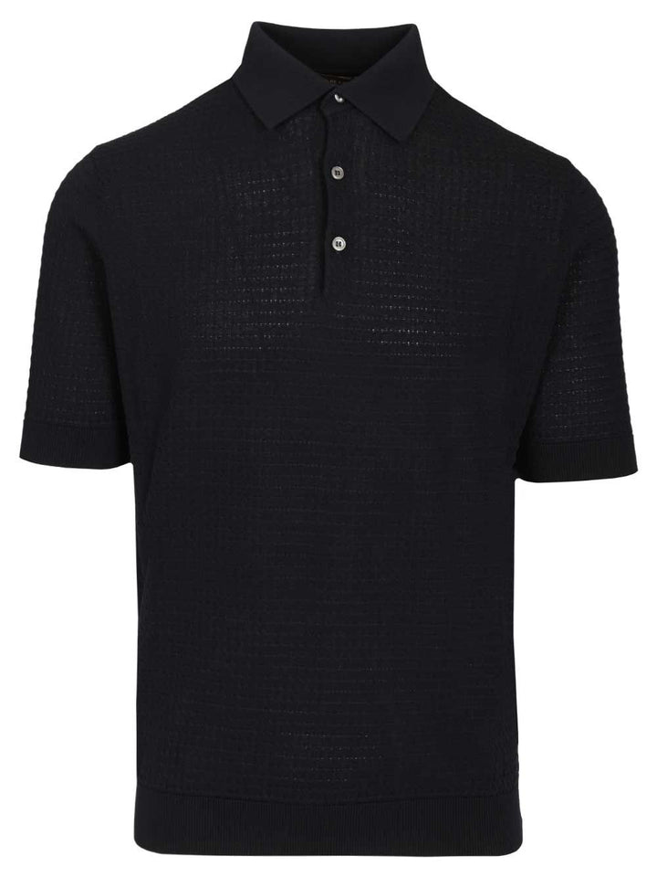 Filippo De Laurentiis Cable Knit Polo shirt - Blu | eb57fd022a992d0ad91e931ee876852d148480b6