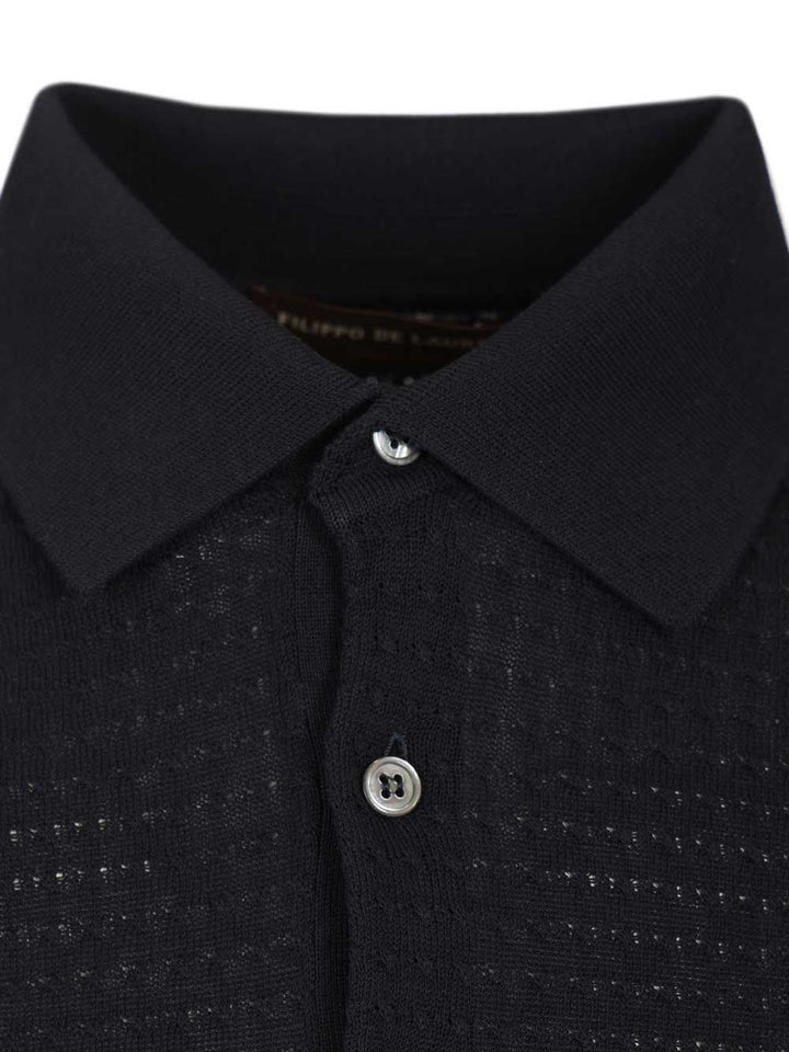 Filippo De Laurentiis Cable Knit Polo shirt - Blu | 166800c7182fa9b2de9c42c4d23194ebe8be91ca