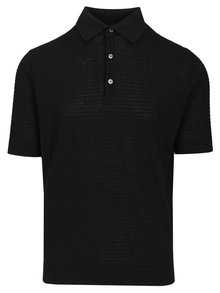 Filippo De Laurentiis Cable Knit Polo shirt - Nero | 946441cab82cdcccd50408b3a7fd07ac5233263e