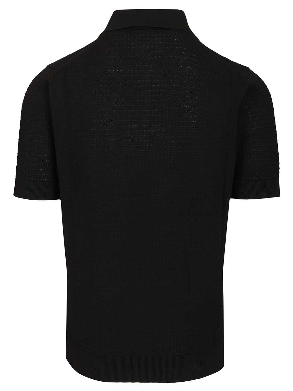 Filippo De Laurentiis Cable Knit Polo shirt - Nero | 6ad1965ed3d1da5233a5e409d48e522c3e5fe3ec