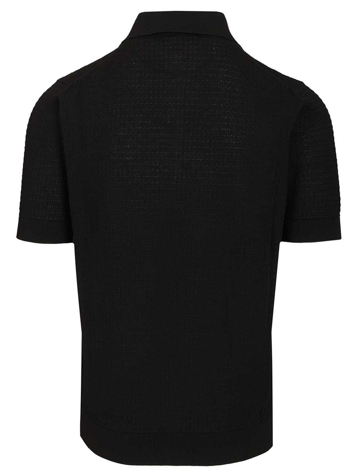 Filippo De Laurentiis Cable Knit Polo shirt - Nero | 6ad1965ed3d1da5233a5e409d48e522c3e5fe3ec