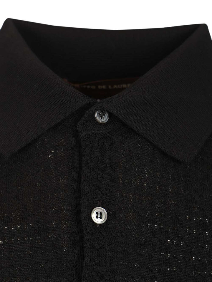 Filippo De Laurentiis Cable Knit Polo shirt - Nero | df0b7ba62f56735a042a3af912950efa6bc26c40