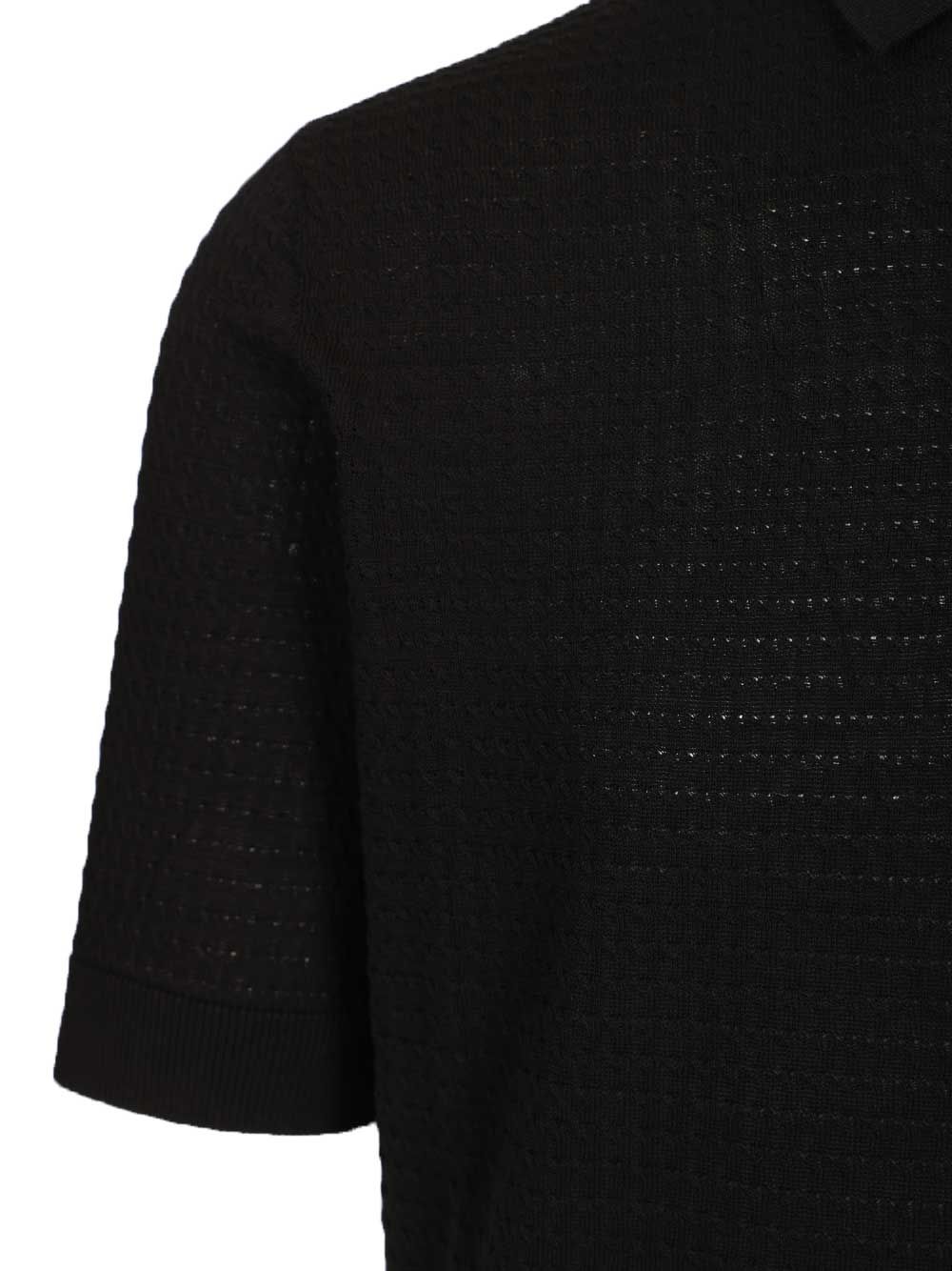 Filippo De Laurentiis Cable Knit Polo shirt - Nero | 9db82dfc159abb98f5c76bbfbcbd58c5bf3dce44