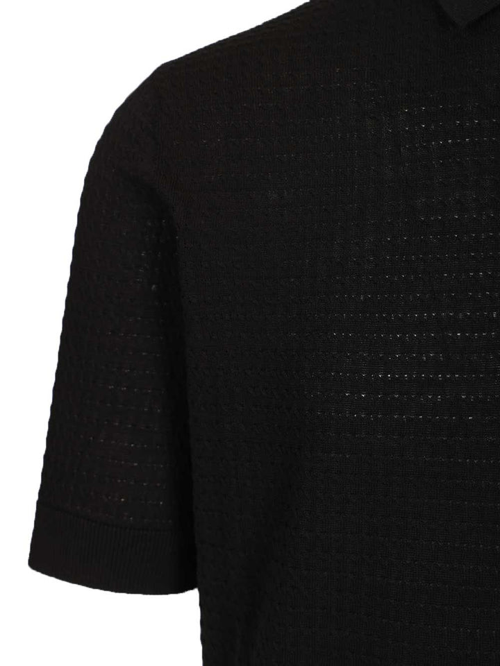 Filippo De Laurentiis Cable Knit Polo shirt - Nero | 9db82dfc159abb98f5c76bbfbcbd58c5bf3dce44
