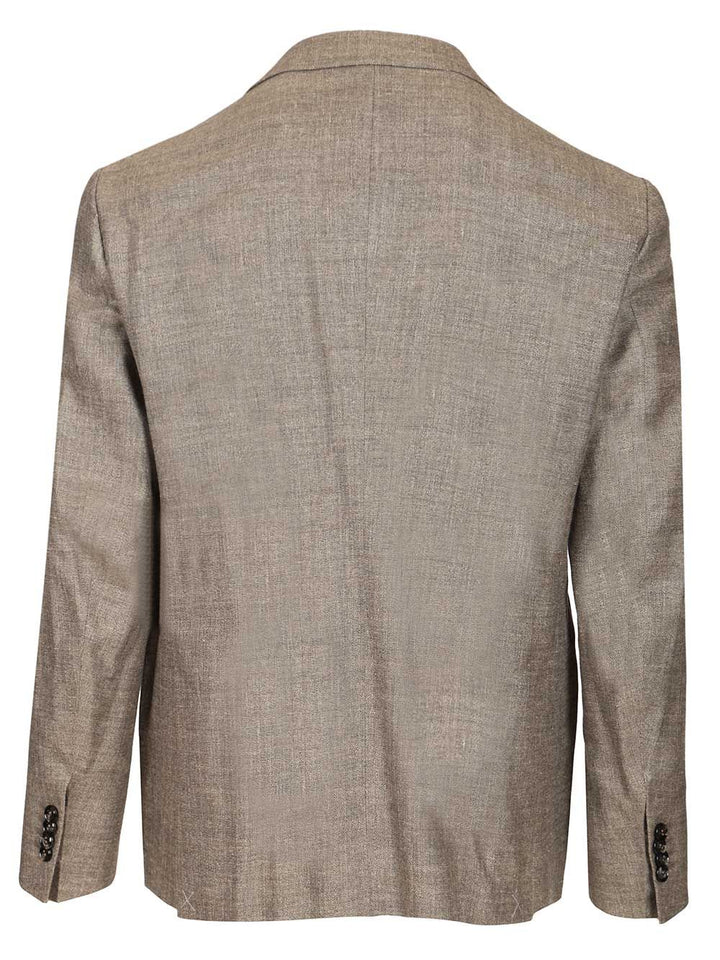 Giorgio Armani Double-Breasted Linen Blend Blazer Giacche - Grey | ac3ec53eedc8663d5d96069ee3e2331ae8ed8113