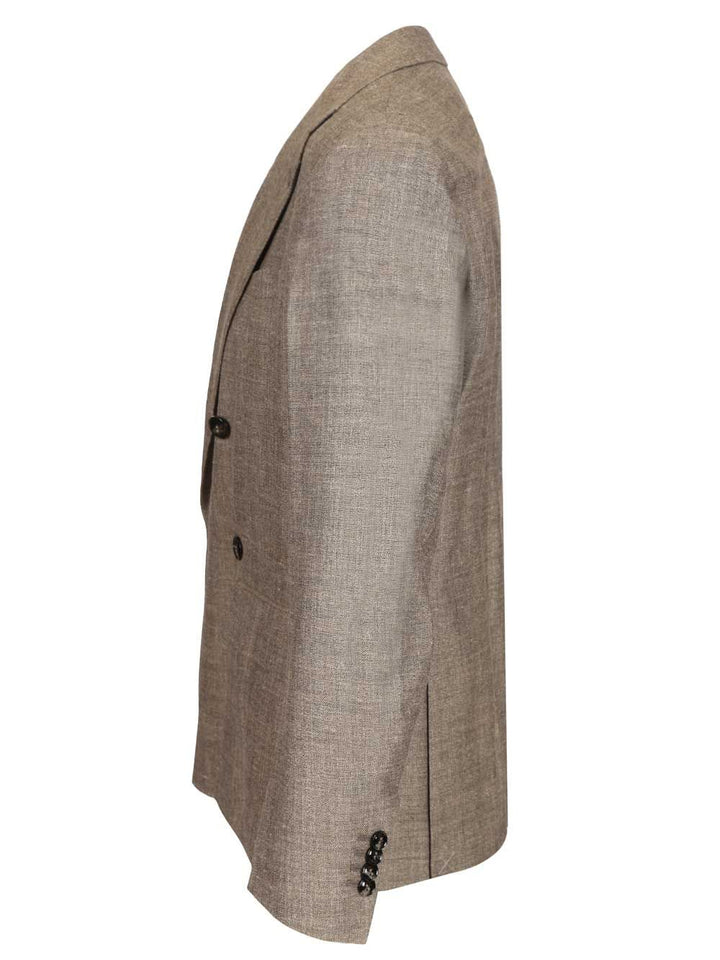 Giorgio Armani Double-Breasted Linen Blend Blazer Giacche - Grey | b79dac6ef955d467e245c3c3af81b0351471d565