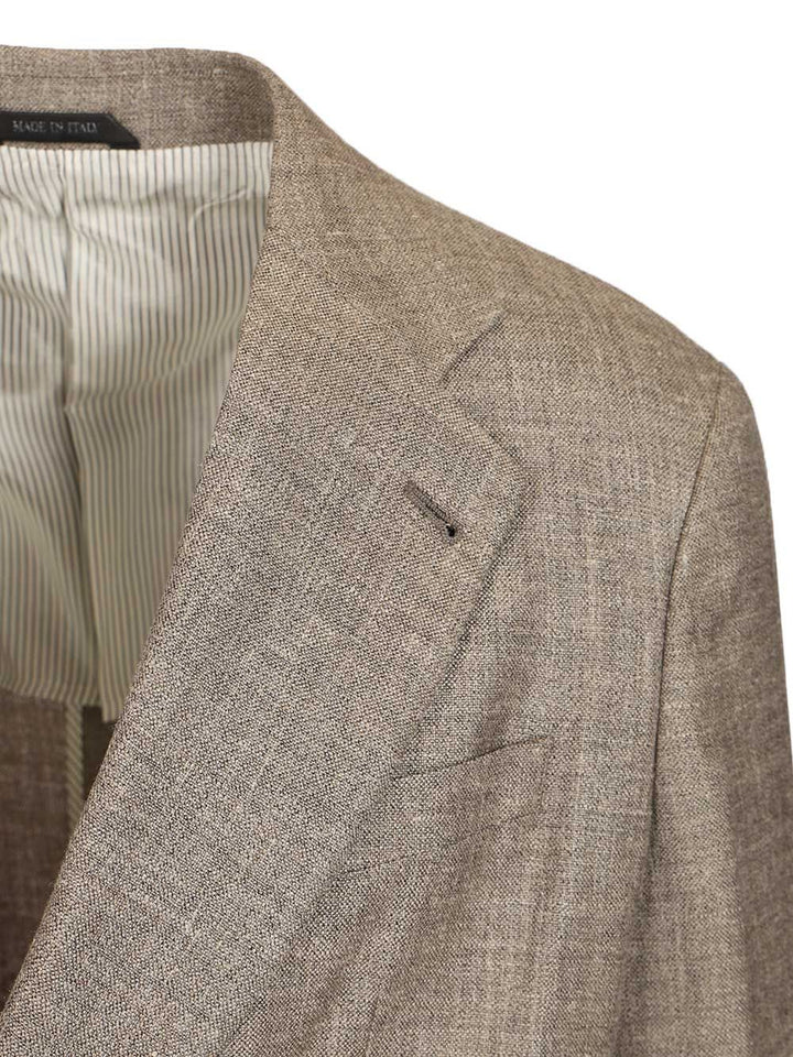 Giorgio Armani Double-Breasted Linen Blend Blazer Giacche - Grey | d7c01c51b8a51860493d650b93ff485c87f6d7ab