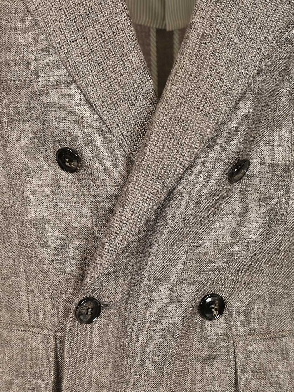 Giorgio Armani Double-Breasted Linen Blend Blazer Giacche - Grey | a6ca63b40248066a9129f4bcc166566def810c35