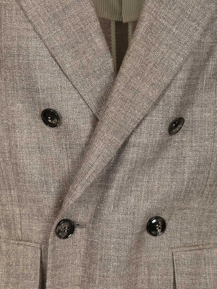 Giorgio Armani Double-Breasted Linen Blend Blazer Giacche - Grey | a6ca63b40248066a9129f4bcc166566def810c35