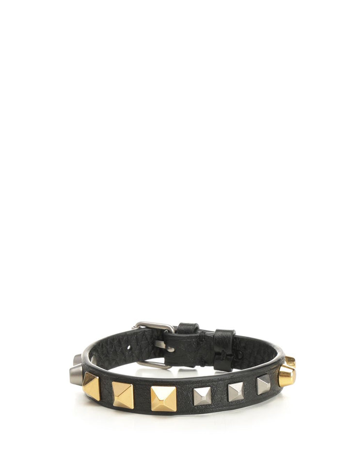 Valentino Garavani Rockstud Leather Bracelet Gioielli - Nero | 8b47f53621b82b6070a3cd30da31111e4def26cb
