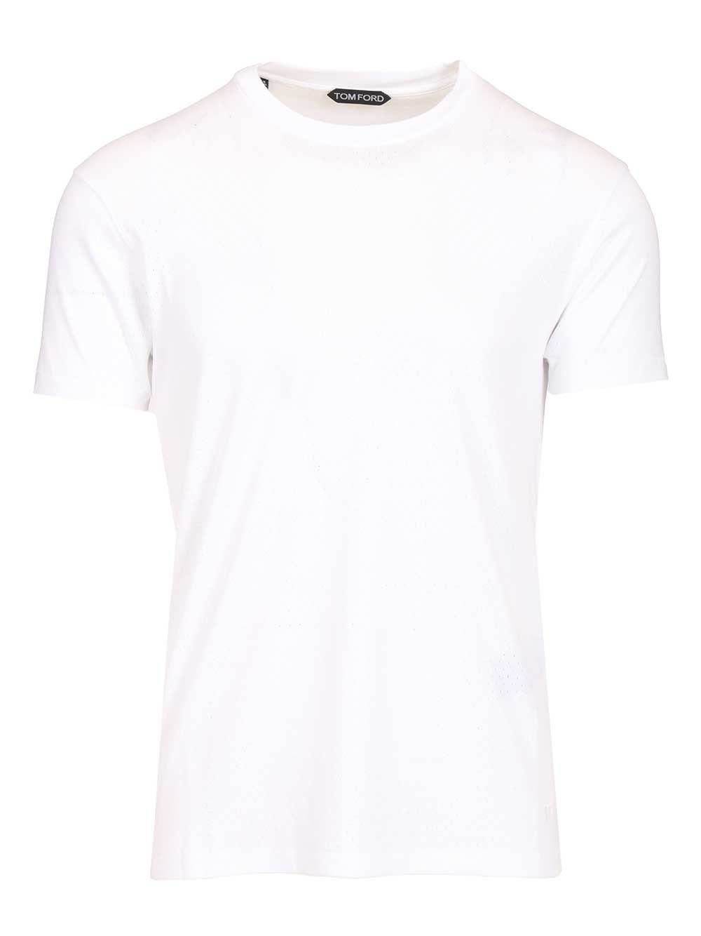 Tom Ford Perforated Ribbed T-Shirt - Bianco | 604ef6280813d4f41bf0f85b1da6e69ff404c32a