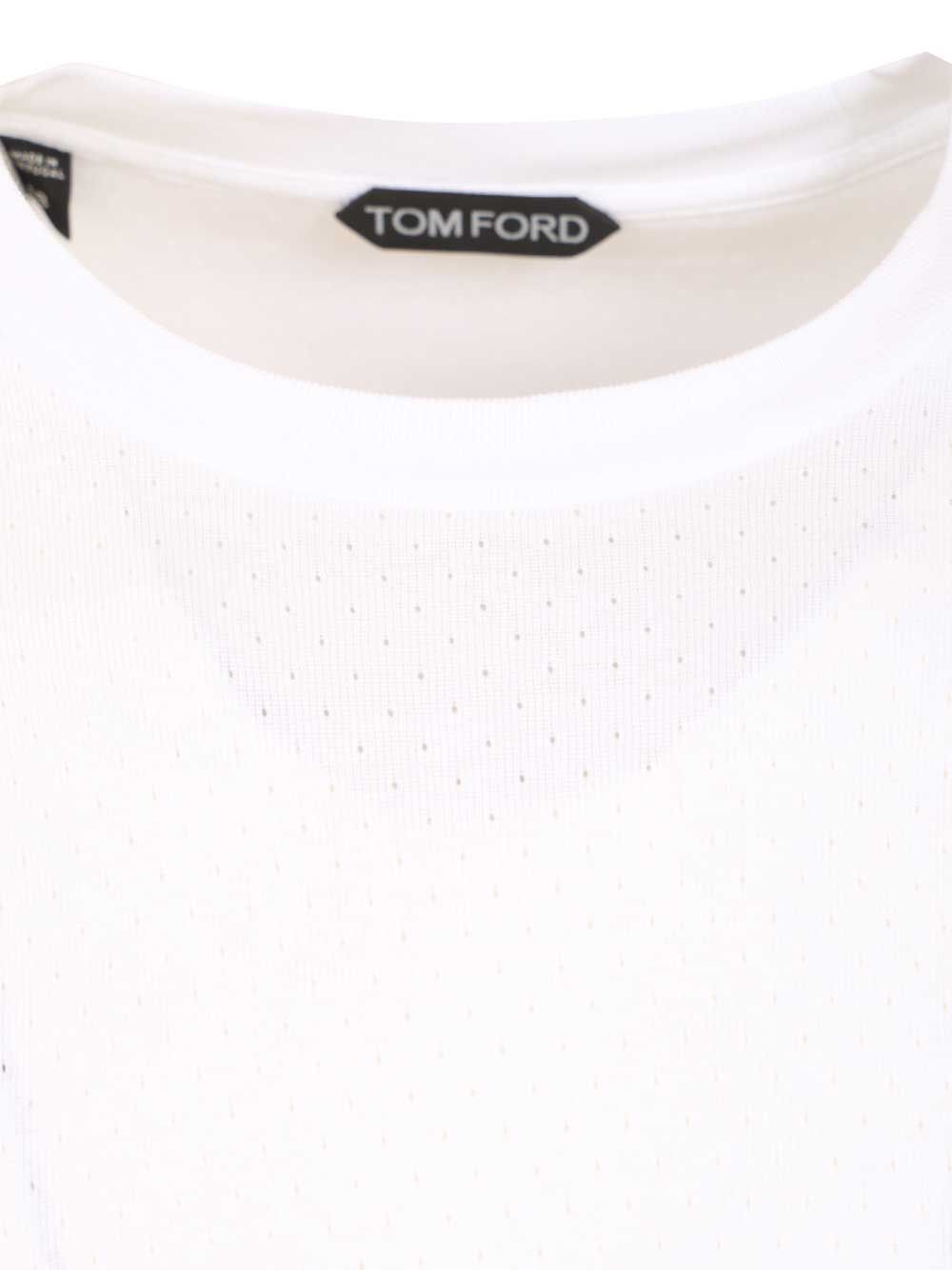 Tom Ford Perforated Ribbed T-Shirt - Bianco | 5ced528730bce8f73b3f2178578fb3c50f09e844