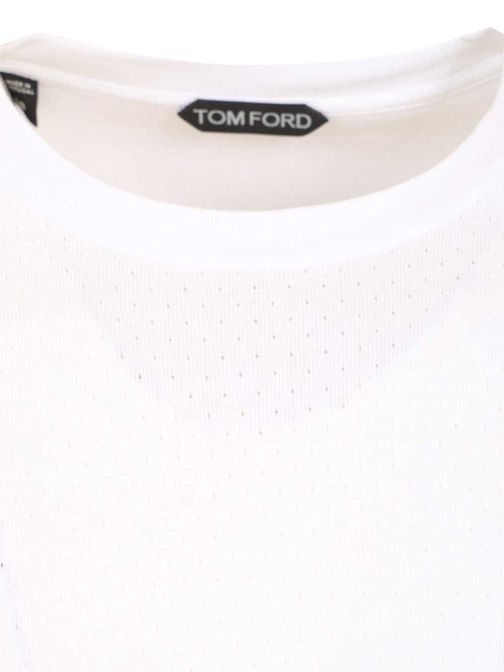 Tom Ford Perforated Ribbed T-Shirt - Bianco | 5ced528730bce8f73b3f2178578fb3c50f09e844
